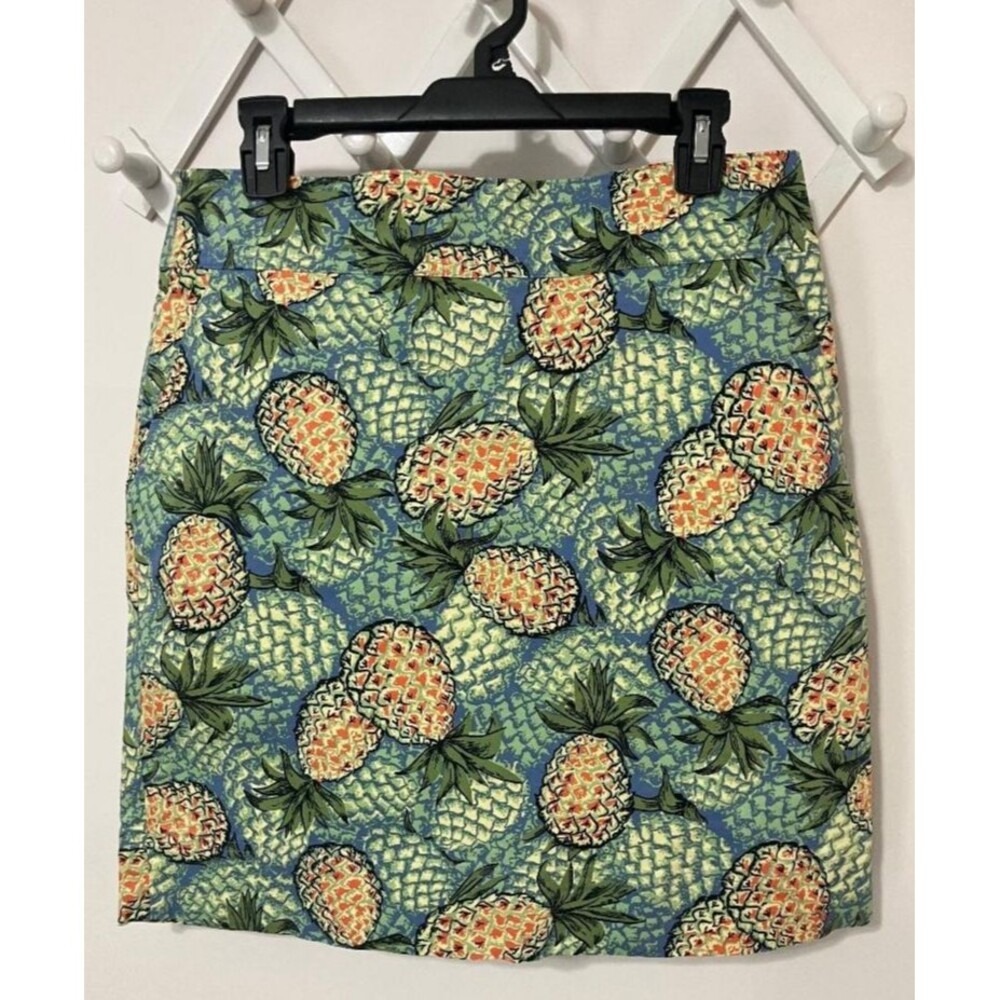 Talbots Women's Size 8 Pencil Skirt‎ Pineapple Tropical Resort Style Zip Pockets